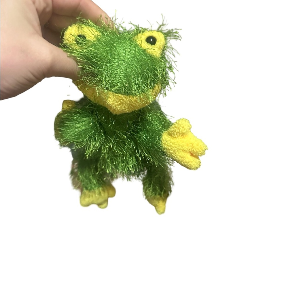 Plush Green and Yellow Frog Small Pet Toy